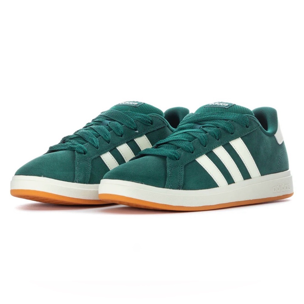 ADIDAS GRAND COURT 00s Green Stripe Kids 7 Womens 8.5 Retro Sneakers